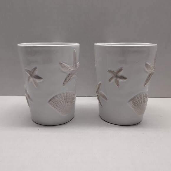 Pier 1 Imports Handpainted Earthenware Mug Seahorse Beach Sea Shell Nautical - Picture 4 of 8